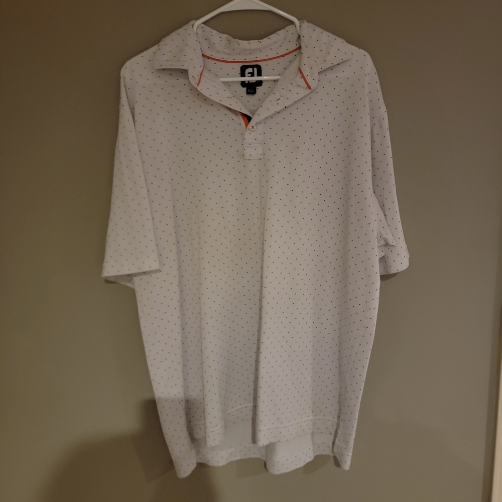 FootJoy White Polo with Black Dots